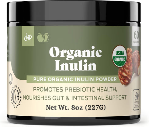 Pure Organic Inulin Powder Fiber Supplement, 8oz, Prebiotic Bulk Inulin for Digestion & Gut Health