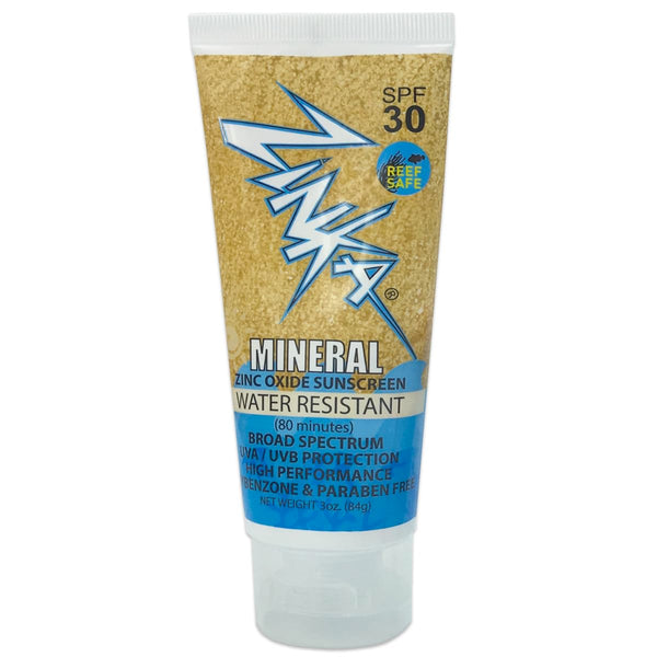 Zinka Sunscreen Reef Safe Mineral Formula, SPF 30 Zinc Oxide Lotion, 3 oz Water Resistant