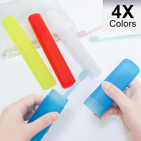 4 Pack Portable Travel Toothbrush Case, Transparent Plastic Toothbrush Holder for Home, Travel, Business, Camping,