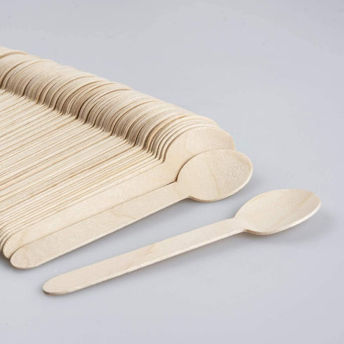 Mart Wooden Disposable Spoons, 100pcs, 6in Biodegradable Compostable Dessert Spoons for Parties