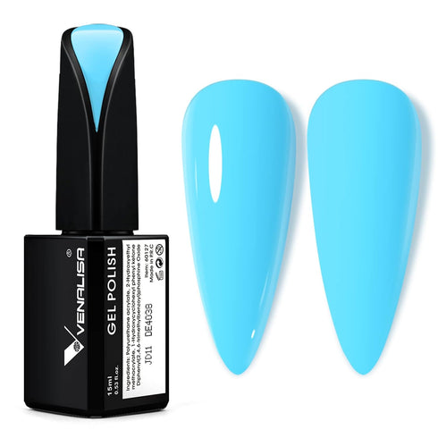 VENALISA 15ml Light Blue Gel Nail Polish, Pastel Color Soak Off UV LED Nail Art Starter DIY at Home