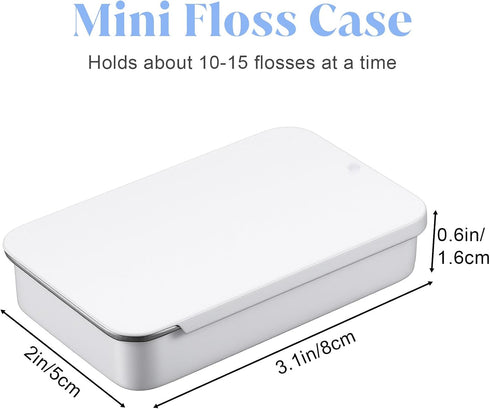 Hpmjz 4 Pack Dental Floss Portable Case White Travel Floss Box Metal Sliding Dental Pick Dispenser Refillable Glide