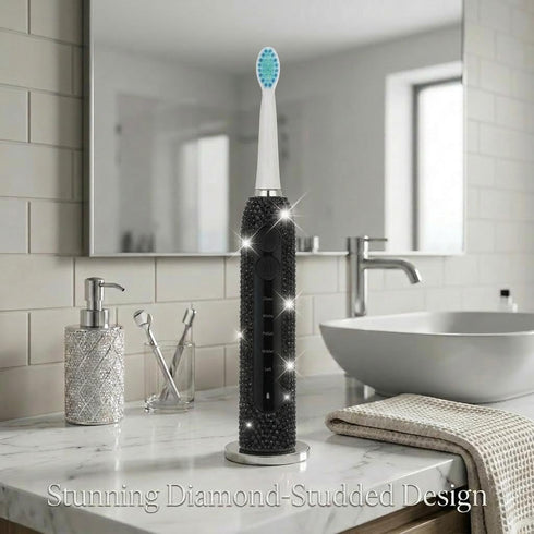 Veseek 6 Toothbrush-5 Charge,2Min Timer,IPX7 Diamond Sonic Electric Toothbrush Bling Rechargeable Toothbrushes