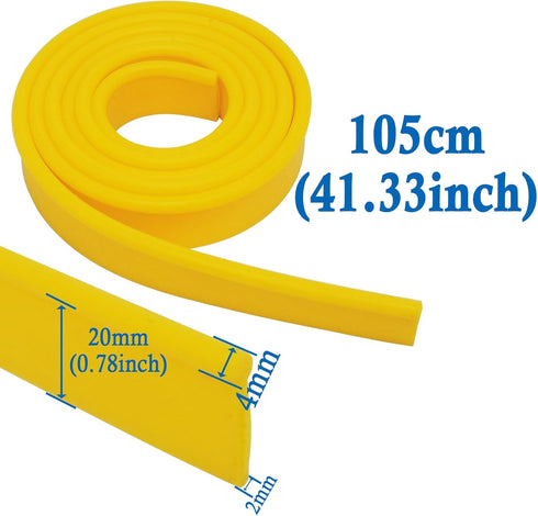 Squeegee Replacement Rubber Strip, 105cm/41inch Window Cleaning Squeegee Rubber, Yellow, 1 Piece