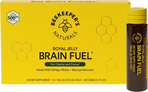 BEEKEEPER'S NATURALS B.LXR Brain Fuel, Memory & Focus Liquid Formula, 6 ct, Keto Friendly