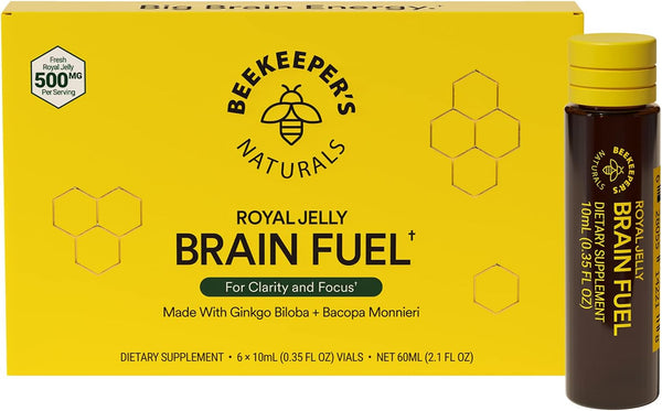 BEEKEEPER'S NATURALS B.LXR Brain Fuel, Memory & Focus Liquid Formula, 6 ct, Keto Friendly
