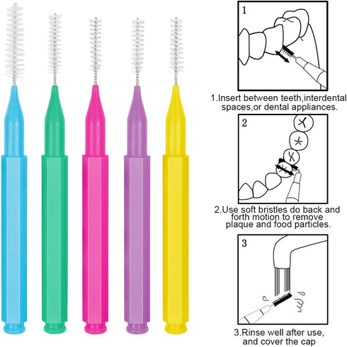 ewinever 100 Pieces Interdental Brush, Toothpicks for Oral Dental Hygiene, Braces Brush Teeth Cleaner
