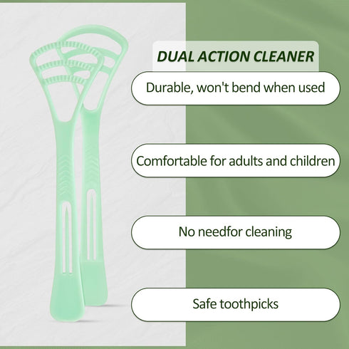 100 Counts Disposable Tongue Scraper with Dental Picks, BPA Free Plastic Tongue Cleaner Scrapers for Fresh Breath