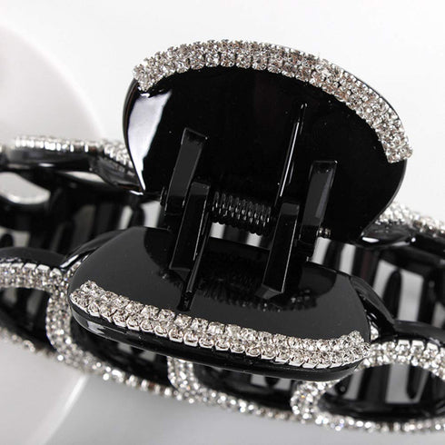 Large Rhinestones Jaw Clips, Strong Hair Claw Clips for Women, Hair Accessories in Black and White
