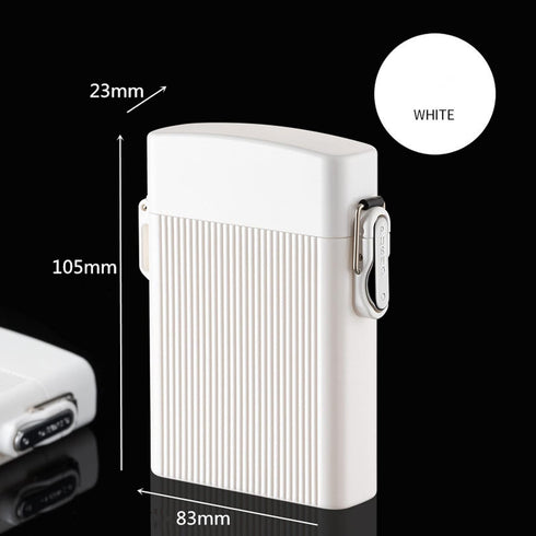 Waterproof Cigarette Case with Lighter, Airtight Joint Holder for 16pcs Cigarettes, Smell Proof Container Box (White)