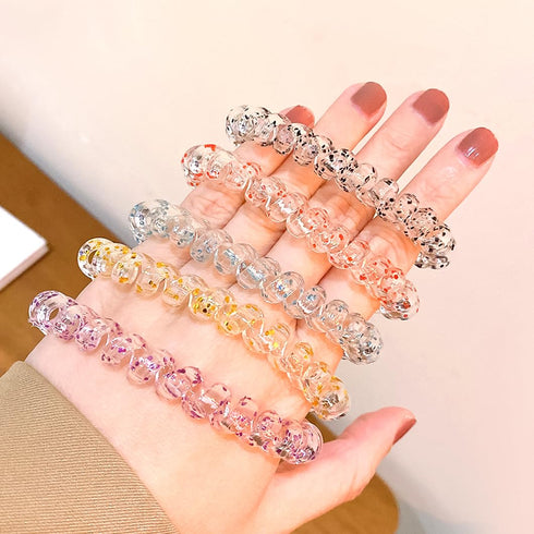 Traceless Spiral Hair Ties, 20 Pieces, No Crease, Transparent, Mixed Color, Phone Cord Hair Bands