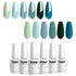 Vishine Gel Nail Polish Gift Set - Teal Blue Olive Green Soak Off UV LED Art Varnish for Home Salon