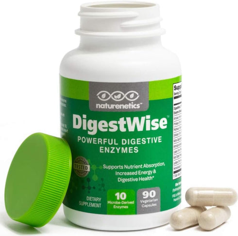 Naturenetics DigestWise Digestive Enzymes - 90 Capsules (1) for Digestion, Gas, Bloating & Constipation Relief