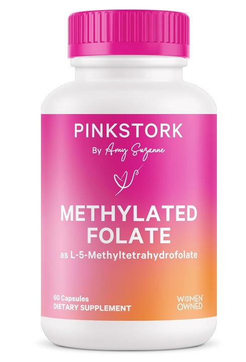 Pink Stork Folate: Methyl Folate, Natural Form of Folic Acid for Pregnancy, 60 Capsules