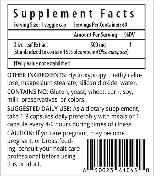 ProHealth Olive Leaf Extract, 500 mg, 60 Veggie Capsules