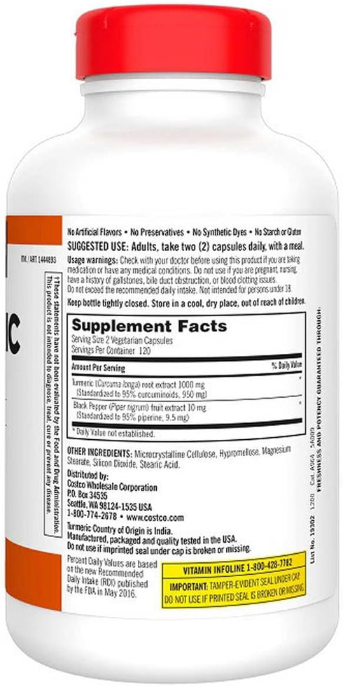 Just Grown Turmeric 1000 mg, 240 Capsules (1 pack)