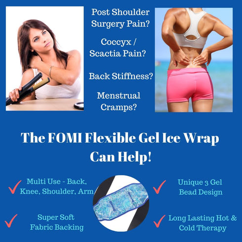 Premium Hot Cold Gel Bead Ice Pack by FOMI Care | Flexible Reusable Heating Pad for Lower Back, Shoulder, Knee Pain