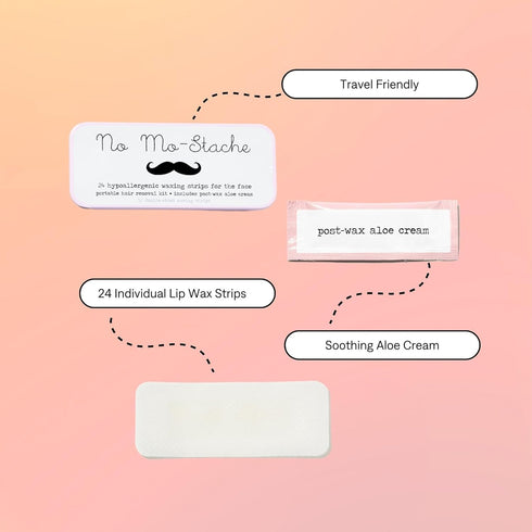 Shark Tank Lip Wax Strips - 24 Hypoallergenic Waxing Strips for Hair Removal on Upper Lip, Chin, Eyebrows