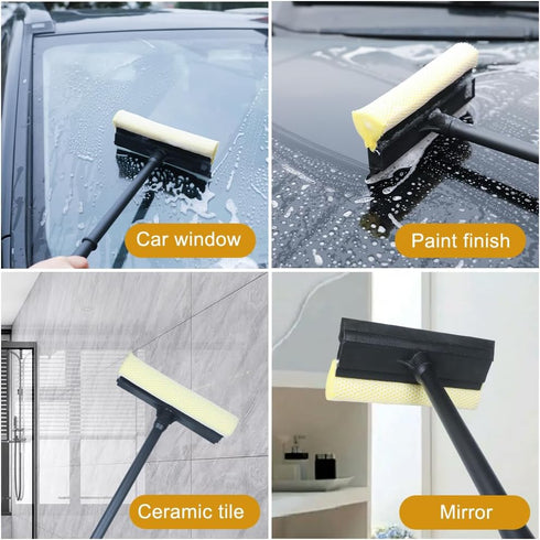 Window Squeegee Car Windshield Squeegee, 8" Washing Sponge Scrubber with Rubber Blade for Car and Bathroom Cleaning
