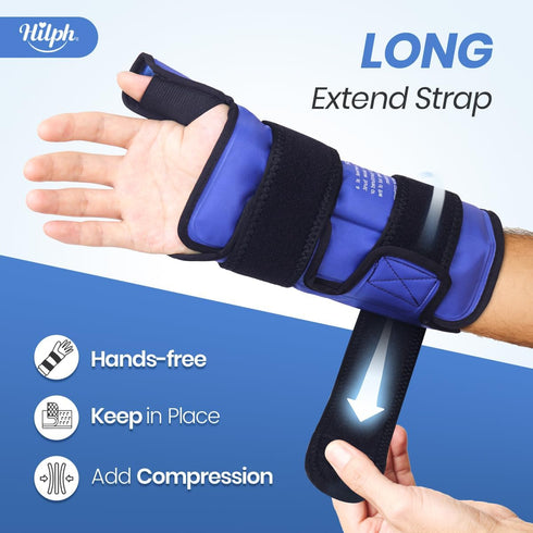 Hilph Large Thumb Wrist Ice Pack - Reusable Gel Ice Wrap for Carpal Tunnel & Tenosynovitis Pain Relief
