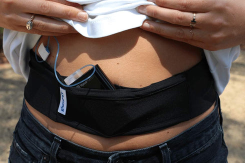 Insulin Pump Holder Waist Belt for Kids, Breathable Soft Fabric with Mesh for Easy Viewing, Black.