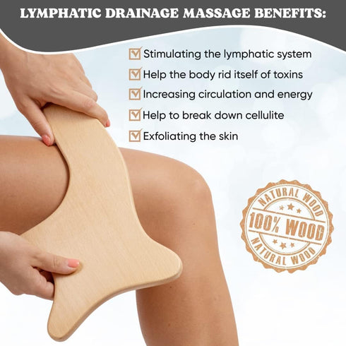 Lymphatic Drainage Paddle Wood & Dry Skin Brush, Anti Cellulite Tools for Healthier Lymphatic Drainage System
