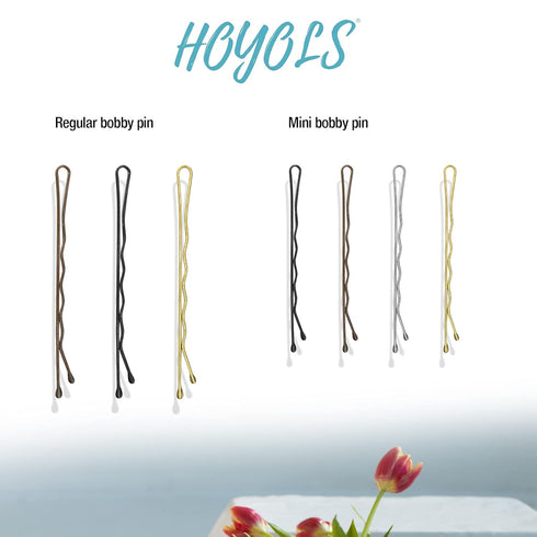 Hoyols Premium Bobby Pin, 100 Count, 2 Inch Gold Crimped Grip Hair Styling Pins for Women Buns Thin Hair