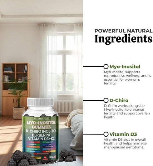 NutraPerfecto Gummies D3 K2 Sugar Free Myo-Inositol & D-Chiro Inositol for Women, Berberine Vitamin DIM Magnesium