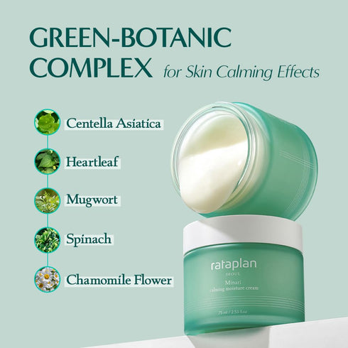 RATAPLAN Minari Calming Moisture Cream - 2.53 fl.oz 75ml - Daily Gel Cream for Dry and Sensitive Skin
