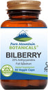 Pure Mountain Botanicals Bilberry Extract Supplement Vegan Capsules with 250mg Organic Bilberry Leaf