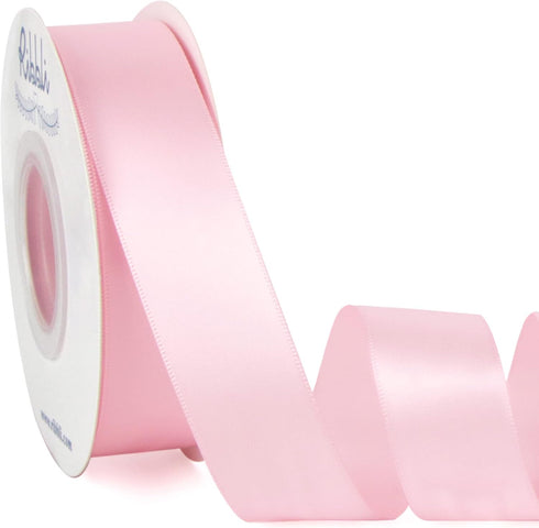 Ribbli Light Pink Baby Pink Satin Ribbon, 1” x 25 Yards Continuous, Use for Gift Wrapping, Bows, Baby Shower