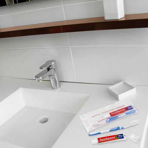 Disposable Toothbrushes with Toothpaste, Travel Kit with Plastic Zip Bag, Individually Wrapped Bulk Toothbrush (20)