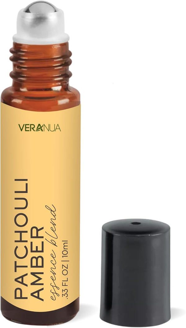 VeraNua Amber Patchouli Perfume Oil Roll On Bottle - Alcohol Free for Men