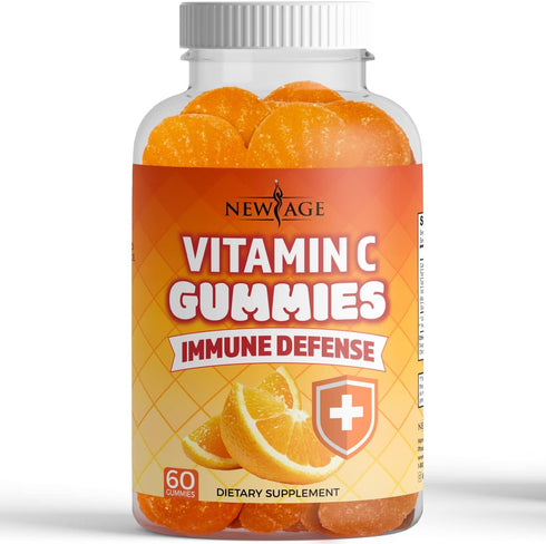 NEW AGE Vitamin C Gummies - Orange Flavor, Supports Healthy Immune System, Vegetarian, 60 Gummies