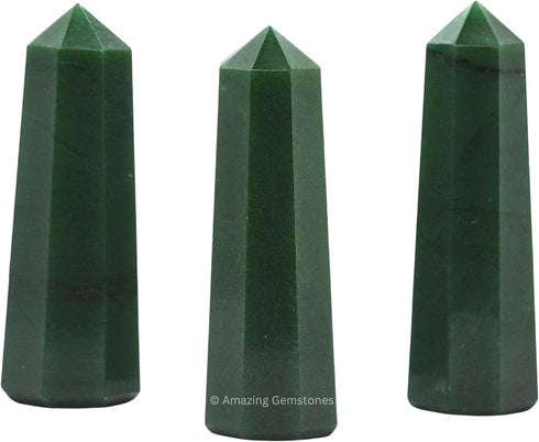 Amazing Gemstone Green Aventurine Crystal Towers, Natural Healing Crystal Point Obelisk for Reiki Healing (3-Inch)