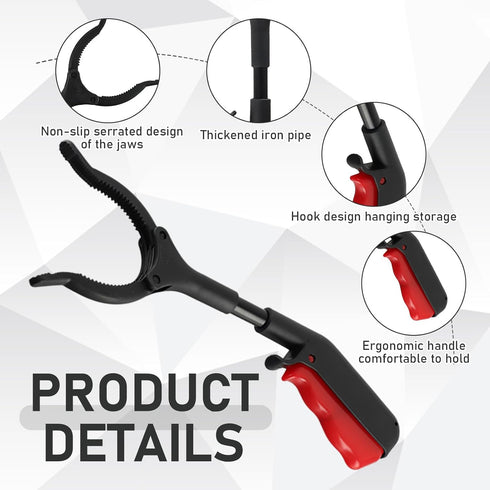 ROBOHOOK 2 Workers,11.02in,Black Short Grabber Reacher Tool PCS,Small Grabber Reacher Tools Non-Slip Ergonomic