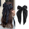Oversized Long-tail Silky Satin Bow for Hair, Large Black Hair Barrettes for Women Girl, Cute Aesthetic Hair