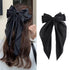 Oversized Long-tail Silky Satin Bow for Hair, Large Black Hair Barrettes for Women Girl, Cute Aesthetic Hair
