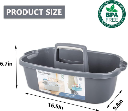 JiatuA Large Cleaning Supplies Organizer with Handle, Portable Shower Caddy Basket, Dark Gray, 2 Pack