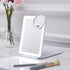 LED Foldable Travel Makeup Mirror, 5x7 inches, 3 Colors Light Modes, USB Rechargeable Touch Screen (White)