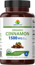 Brieofood Organic Cinnamon 1500mg, 45 Servings, Vegetarian, Gluten Free, 90 Vegetarian Tablets