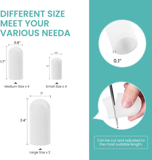 Welnove Toe Caps and Toe Protectors - 10 Pack Silicone Toe Sleeves for Pain Relief, Protection for Corns, Calluses