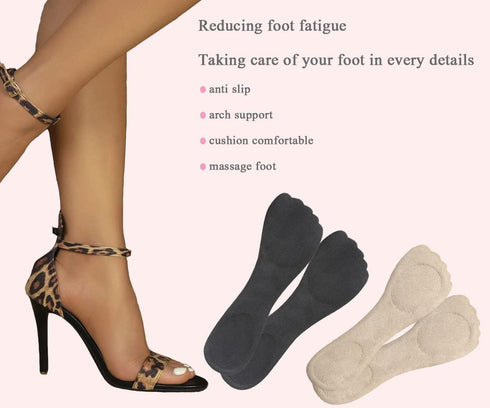 High Heel Inserts Women, Adhesive Velvety Cushioning Insoles for High Heels, ¾ Gel Cushion for Pain Relief, 2 Pairs,