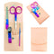 Professional Women Manicure Set, 4PCS Nail Clippers Kit, Stainless Steel Grooming Tools, PU Leather Travel Case