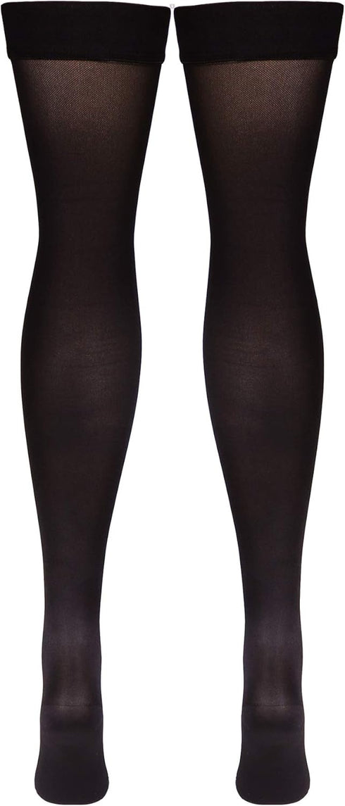 Truform Women's Compression Stockings, 20-30 mmHg, Thigh High Length, Closed Toe, Opaque, Large Black