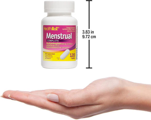 HealthA2Z (120 Counts) Menstrual Complete Pain Relief Tablets | Relieves Cramps, Bloating, Fatigue, Backache & Headache
