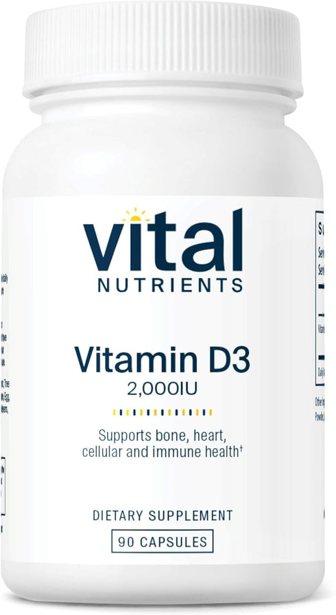 Vital Nutrients Vitamin D 2000 IU | D3 Supplement for Healthy Bones, Teeth, Muscles | 90 Capsules