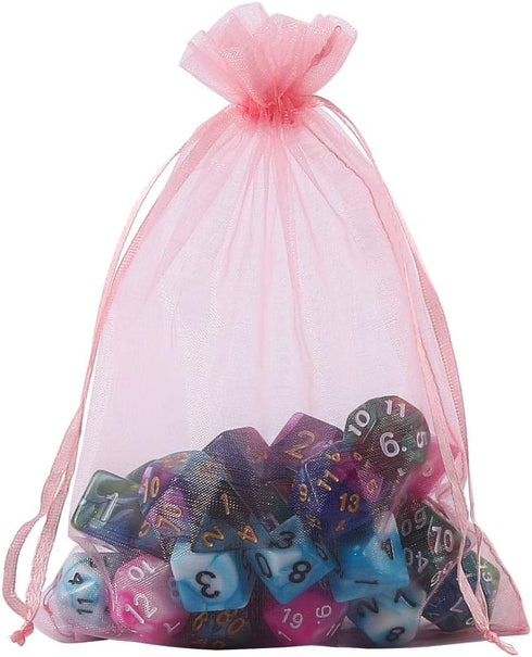 HRX Package Organza Bags Blush Pink - 5x7 inch 100pcs, Mesh Jewelry Pouches for Wedding Baby Shower Party
