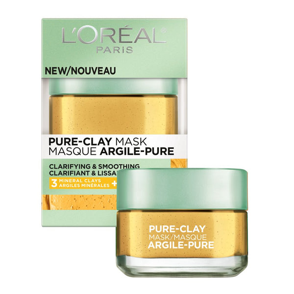 L'Oreal Paris Skincare Pure Clay Face Mask with Yuzu Lemon for Rough Skin, 1.7 oz