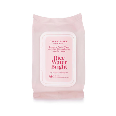 The Face Shop Rice Water Bright Makeup Remover Wipes, Vegan Cleansing Wipes with Rice Extract, Brightening &